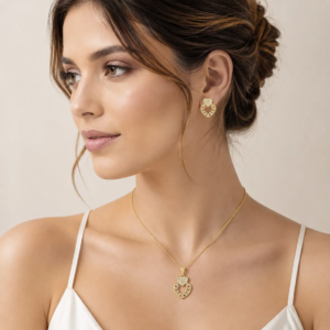 Conjunto 2 Corações Detalhes Vazados Cravejado Zircônias Folheado Ouro 18K