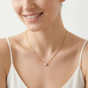Gargantilha Coração de Zircônia 5mm Folheado a Ouro 18k